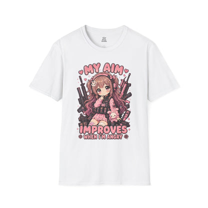 My Aim Improves When Im Angry Womens Shirt, Cute Anime Gamer Tee, FPS Gaming Shirt, Kawaii Gamer Girl Gift