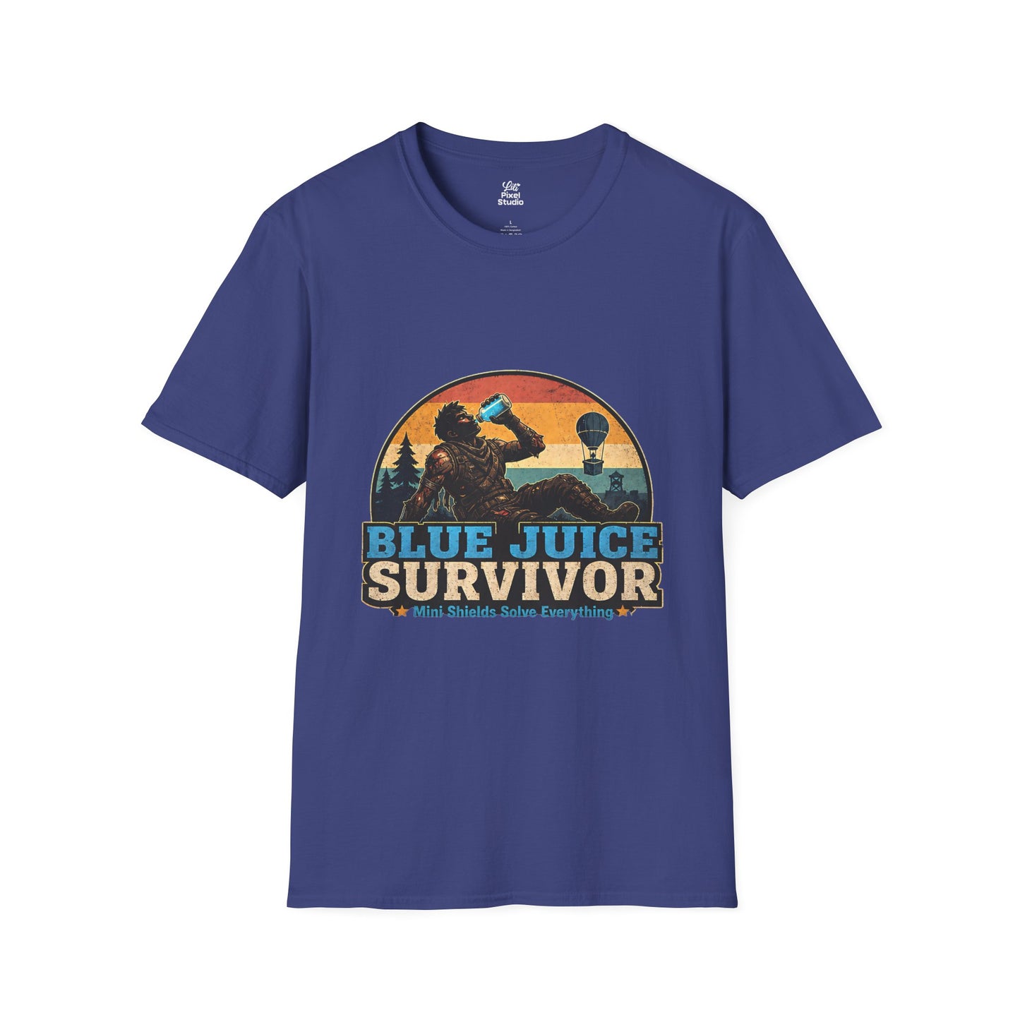 Blue Juice Survivor Gamer Unisex Shirt, Funny Gaming Logic Tee, Battle Royale Humor Shirt, FPS Gaming Gift, Retro Gamer T-Shirt