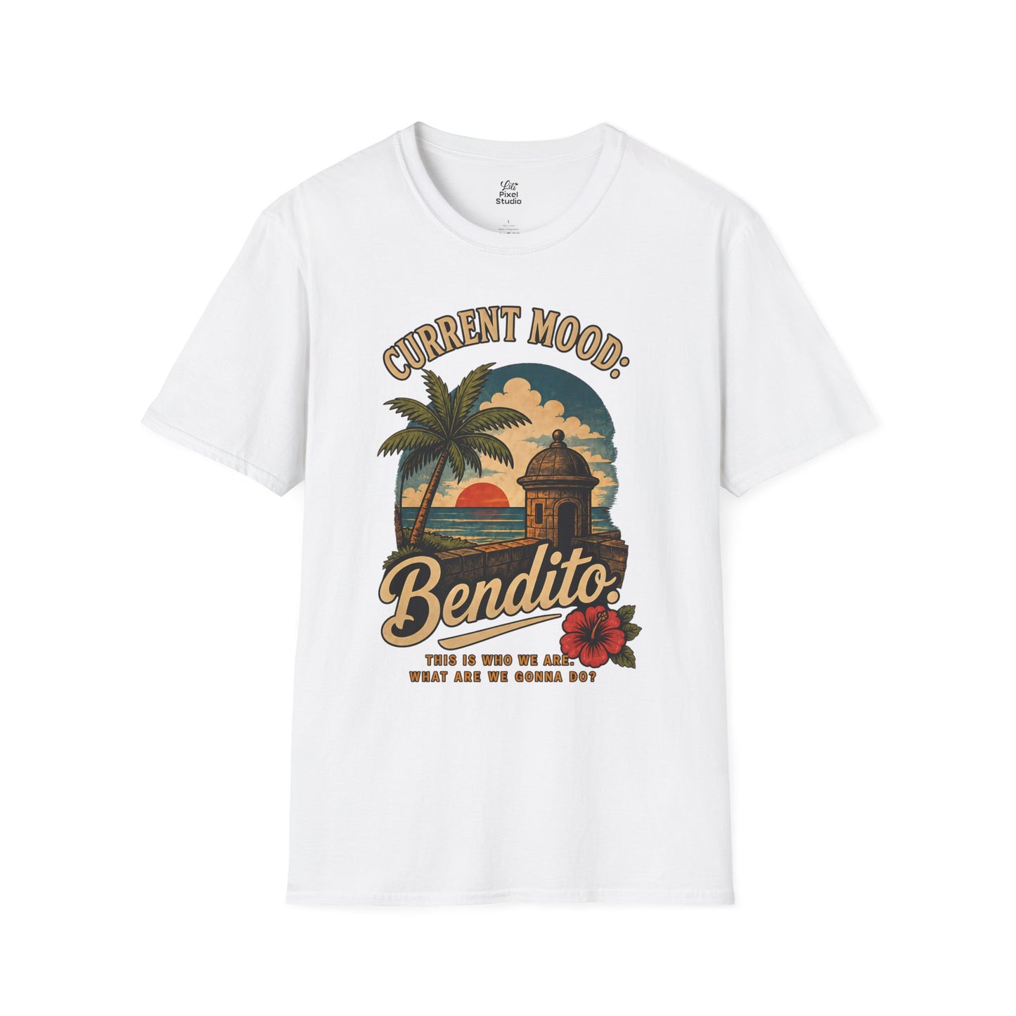 Bendito Tropical Sunset Unisex T-Shirt | Palm Tree Beach Puerto Rican Latin Humor Sarcastic Gift Tee