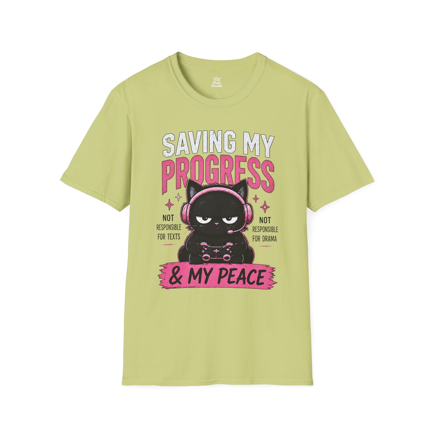 Saving My Progress And My Peace Womens Shirt, Cute Gamer Cat Tee, Introvert Gaming Shirt, Cozy Gaming Gift for Women