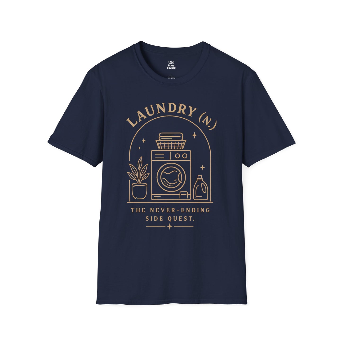 Laundry Life Defined Unisex Funny Graphic T-Shirt | Sarcastic Humor Minimal Design The Never-Ending Side Quest Gift Tee