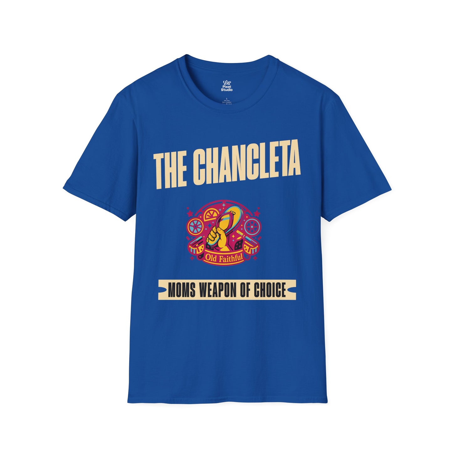 The Chancleta Mom's Weapon Of Choice Unisex T-Shirt | Funny Hispanic Flip Flop Slides Latin Humor Trauma Tee
