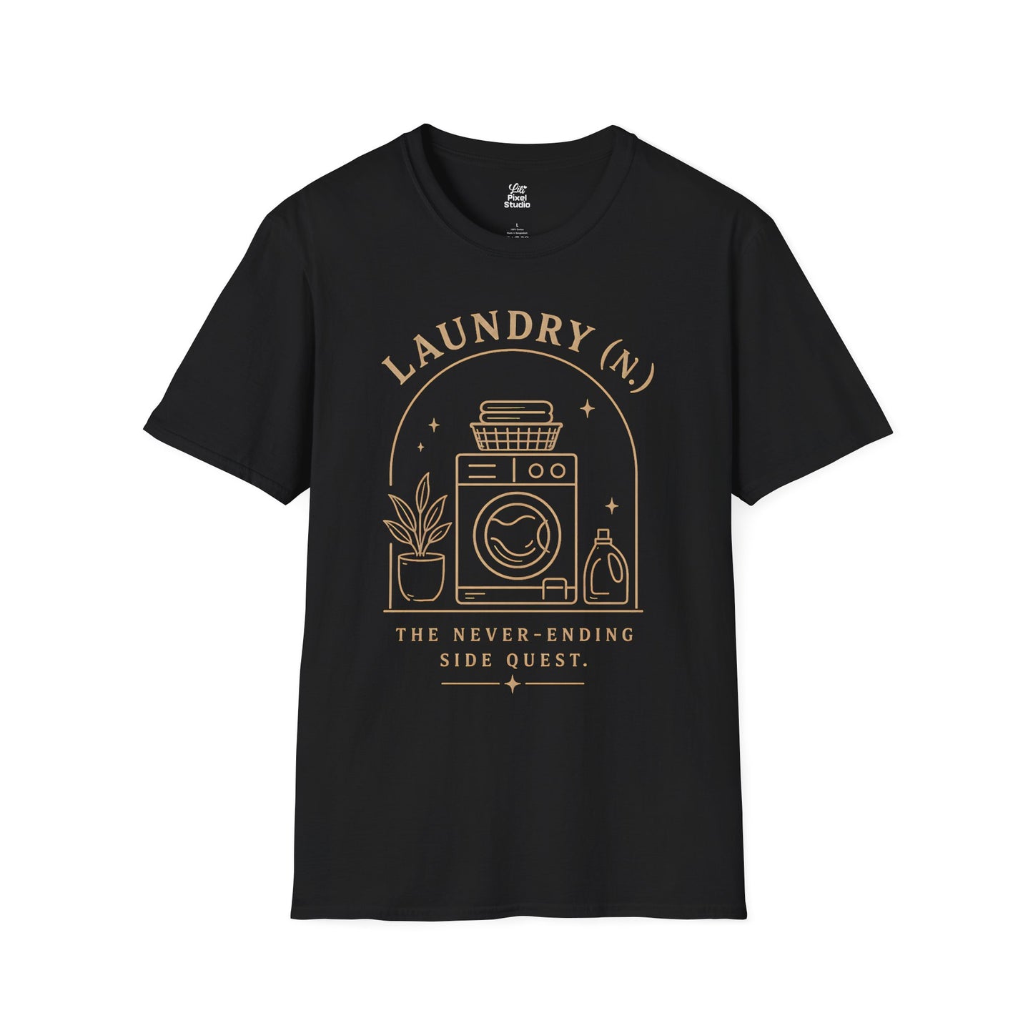 Laundry Life Defined Unisex Funny Graphic T-Shirt | Sarcastic Humor Minimal Design The Never-Ending Side Quest Gift Tee