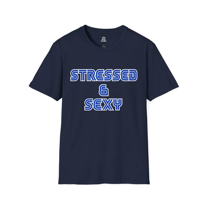 Stressed And Sexy Shirt, Funny Anxiety Unisex Tee, Retro Graphic T-Shirt, Cute Mental Health Humor Gift, Sarcastic Shirt