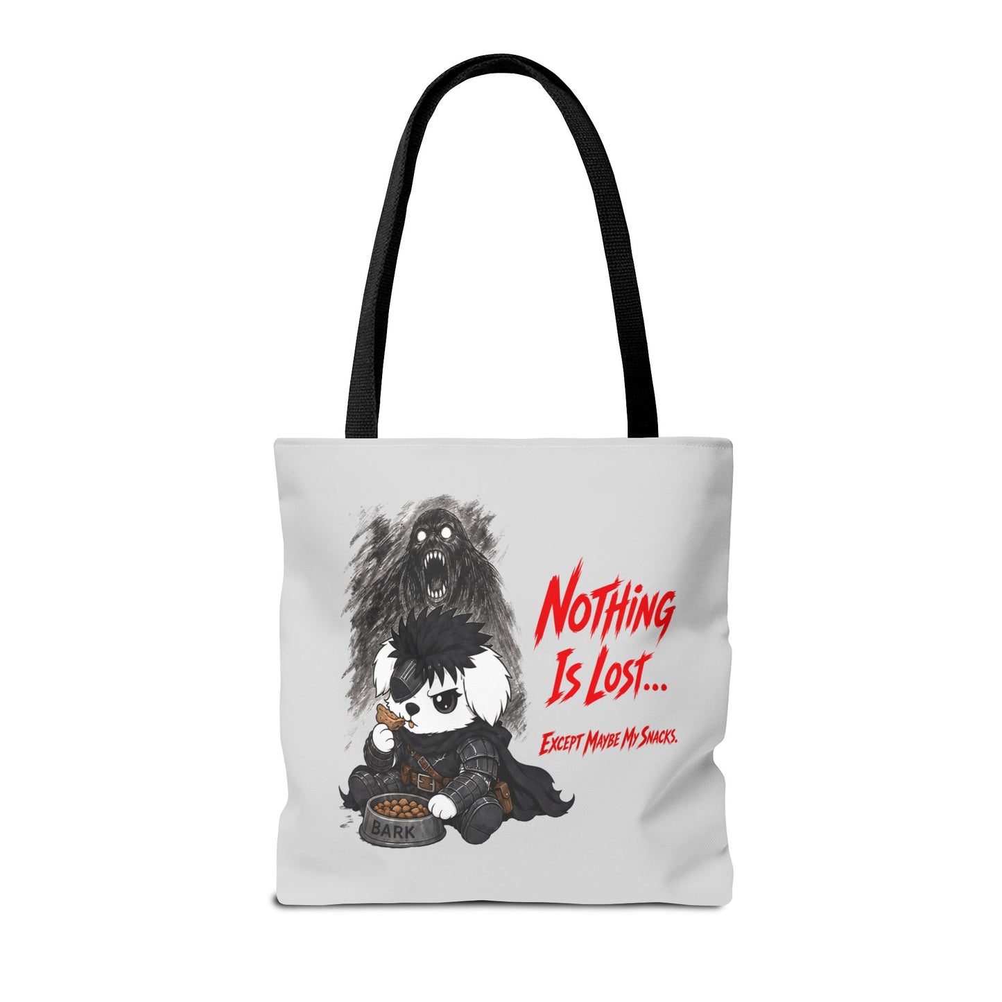 Nothing Is Lost Dog Tote Bag, Funny Dark Anime Inspired Tote, Spooky Cute Dog Lover Bag, Goth Puppy Shopper