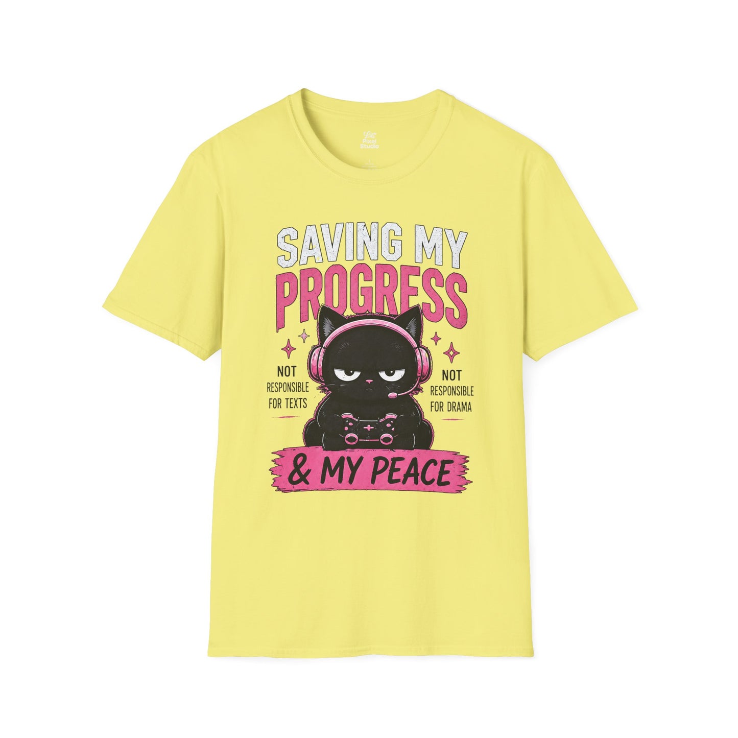 Saving My Progress And My Peace Womens Shirt, Cute Gamer Cat Tee, Introvert Gaming Shirt, Cozy Gaming Gift for Women