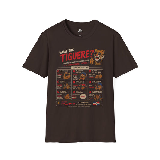 What the Tiguere? Instructional Dominican Vocabulary Chart Unisex T-Shirt | Funny Spanish Latin Meme Explanation Gift Tee