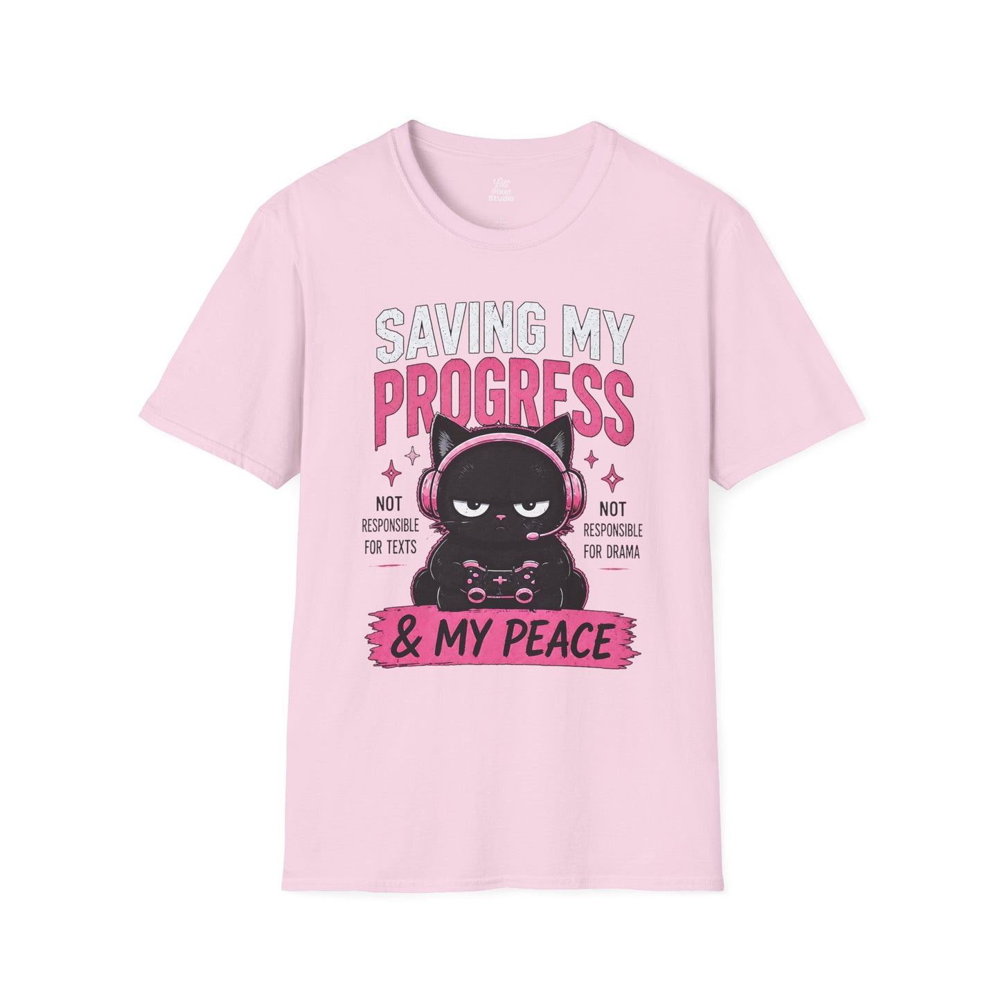 Saving My Progress And My Peace Womens Shirt, Cute Gamer Cat Tee, Introvert Gaming Shirt, Cozy Gaming Gift for Women