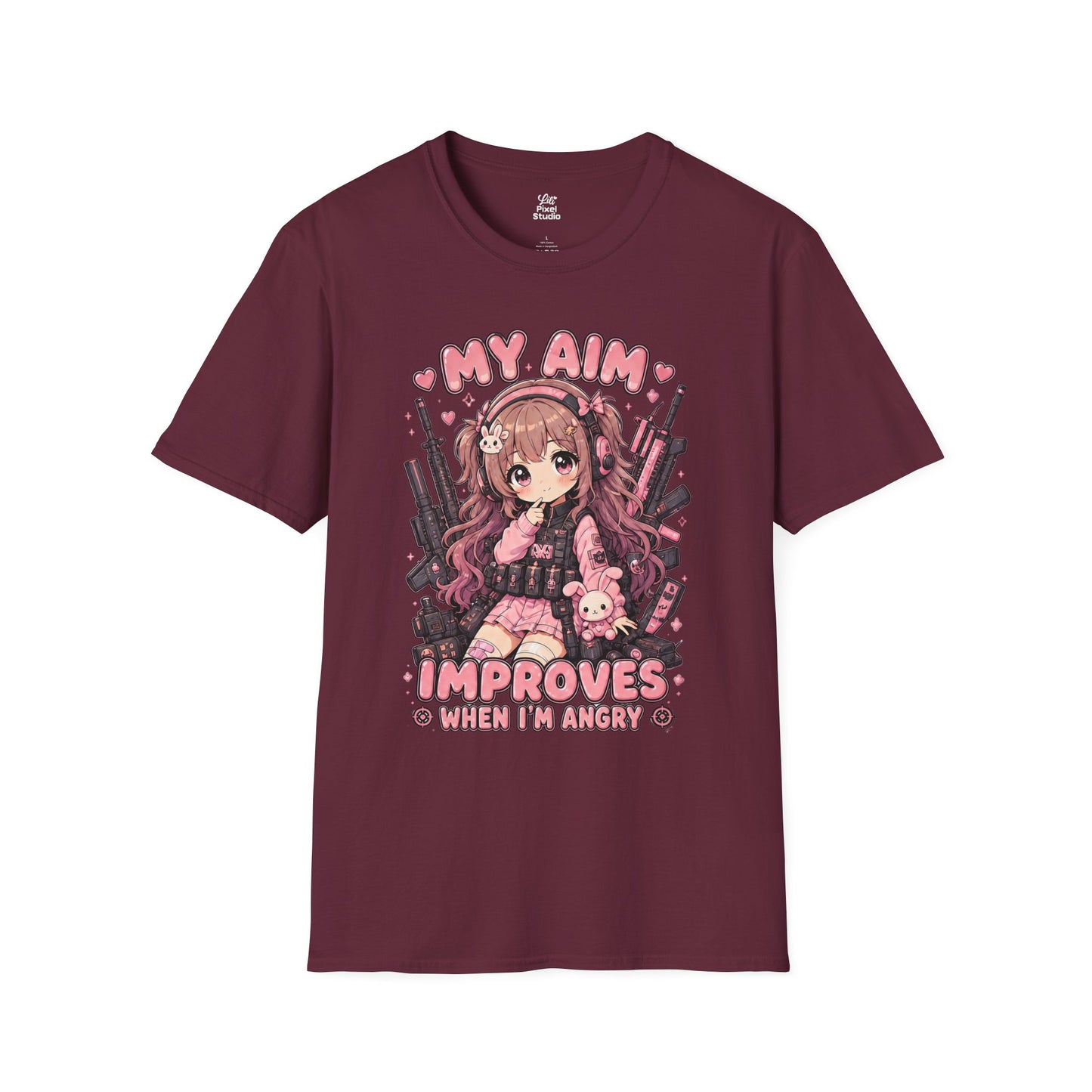My Aim Improves When Im Angry Womens Shirt, Cute Anime Gamer Tee, FPS Gaming Shirt, Kawaii Gamer Girl Gift
