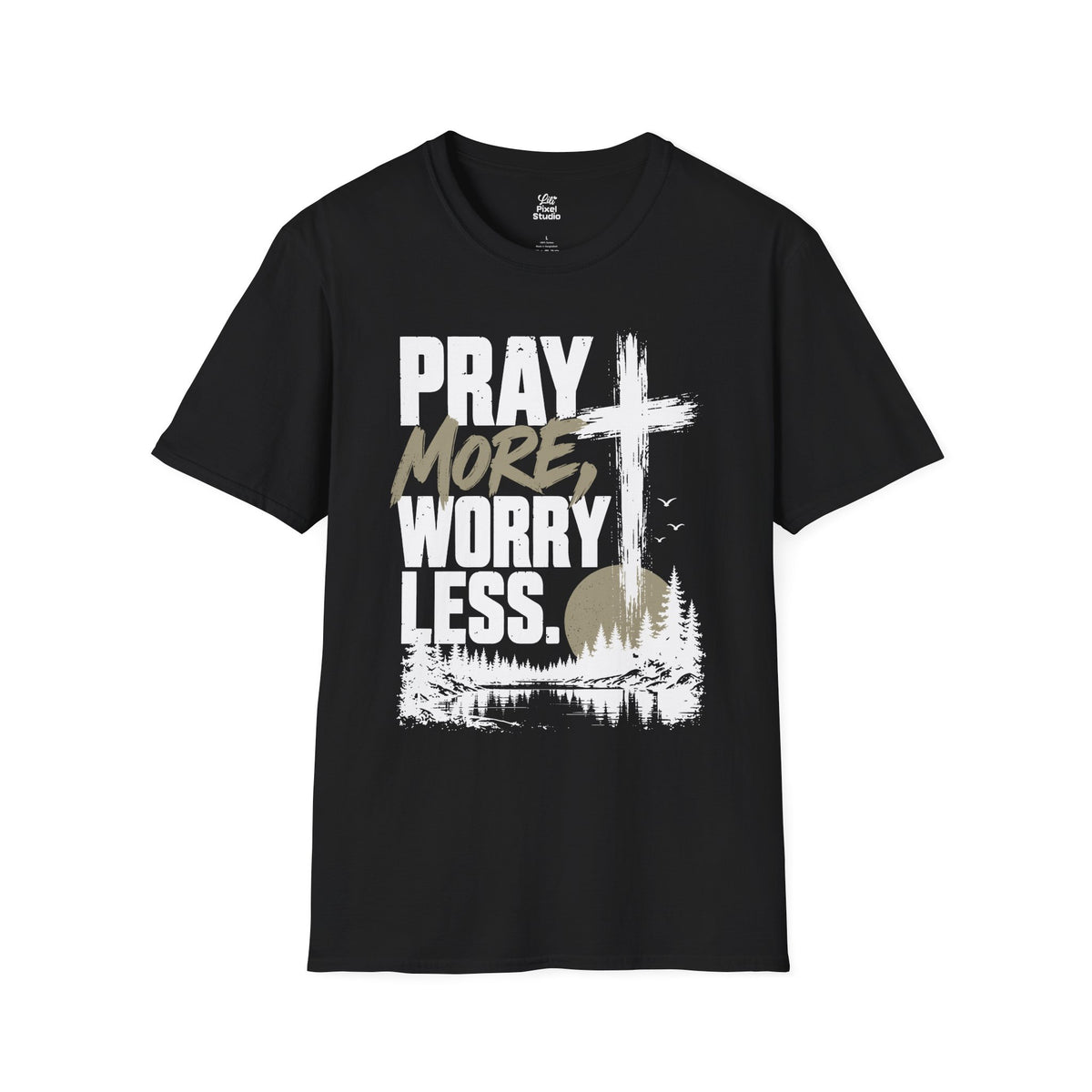 Pray More Worry Less Christian Shirt, Faith Based T-Shirt, Prayer Shirt, Cross Graphic Tee, Inspirational Christian Unisex Gift