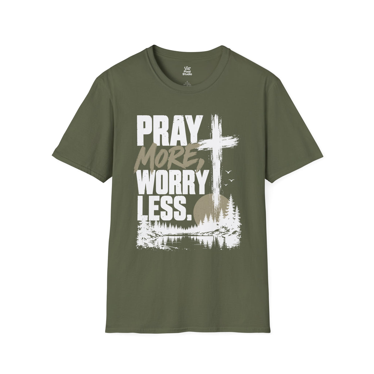 Pray More Worry Less Christian Shirt, Faith Based T-Shirt, Prayer Shirt, Cross Graphic Tee, Inspirational Christian Unisex Gift
