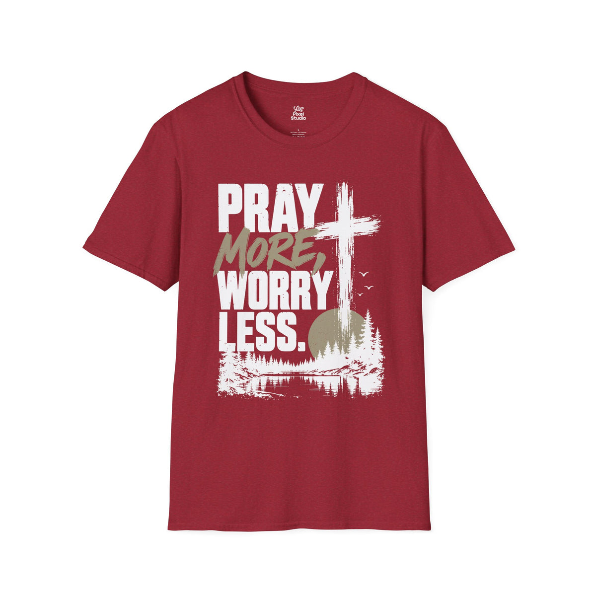 Pray More Worry Less Christian Shirt, Faith Based T-Shirt, Prayer Shirt, Cross Graphic Tee, Inspirational Christian Unisex Gift