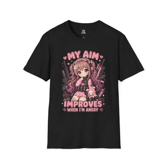 My Aim Improves When Im Angry Womens Shirt, Cute Anime Gamer Tee, FPS Gaming Shirt, Kawaii Gamer Girl Gift