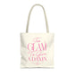 Too Glam To Give A Damn Tote Bag, Funny Pink Canvas Tote, Glam Gift Bag, Cute Everyday Shopper, Womens Tote Bag