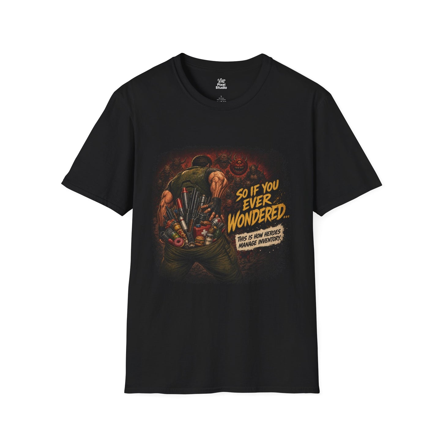 Funny Gamer Inventory Unisex Shirt, Questionable Game Logic Tee, Survival Horror Gaming Humor Shirt, Retro Gamer T-Shirt
