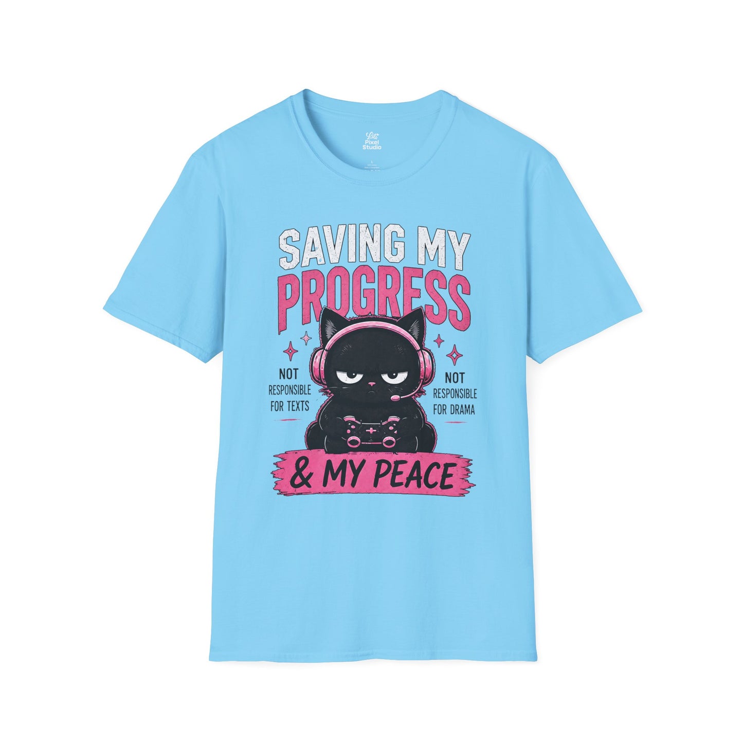 Saving My Progress And My Peace Womens Shirt, Cute Gamer Cat Tee, Introvert Gaming Shirt, Cozy Gaming Gift for Women