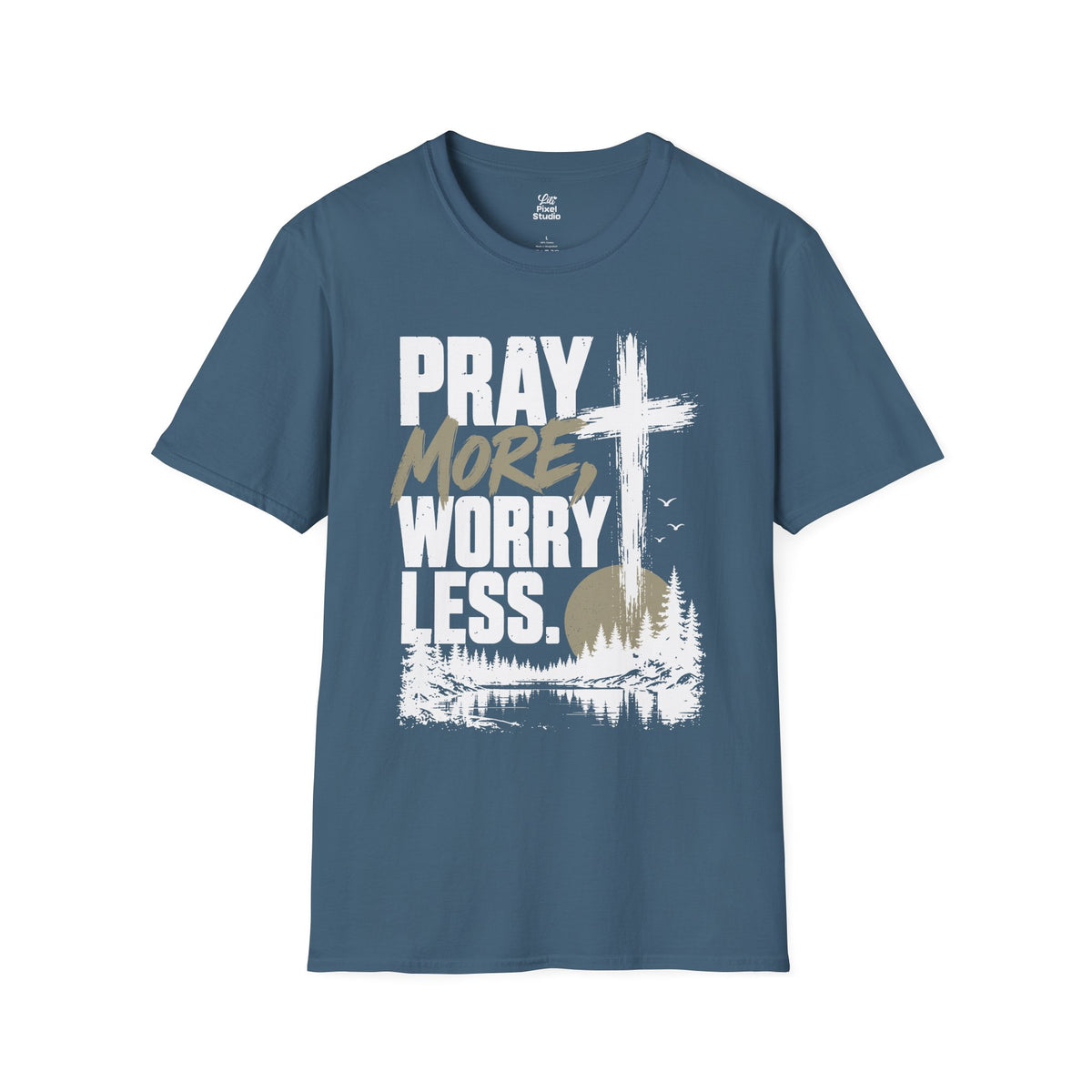Pray More Worry Less Christian Shirt, Faith Based T-Shirt, Prayer Shirt, Cross Graphic Tee, Inspirational Christian Unisex Gift