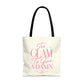 Too Glam To Give A Damn Tote Bag, Funny Pink Canvas Tote, Glam Gift Bag, Cute Everyday Shopper, Womens Tote Bag