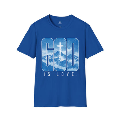 God Is Love Christian Shirt, Faith Based T-Shirt, Cross Graphic Tee, Mountain Christian Shirt, Inspirational Unisex Religious Gift