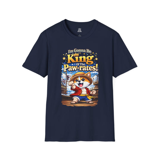 Im Gonna Be King Of The Paw-rates Unisex Shirt, Funny Anime Dog Tee, Cute Pirate Manga Parody Gift for Anime Fans & Gamers