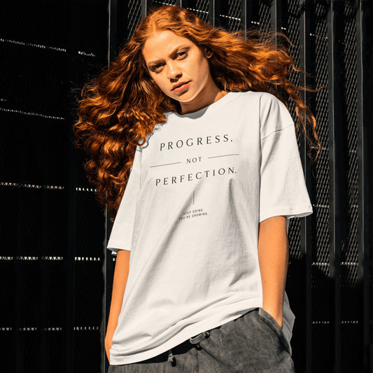 Progress Not Perfection Unisex T-Shirt | Minimalist Inspirational Typography