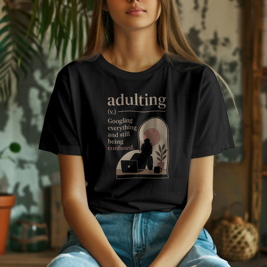 Adulting Life Defined Humor Unisex T-Shirt | Burned Out Sarcastic Funny Gift Tee