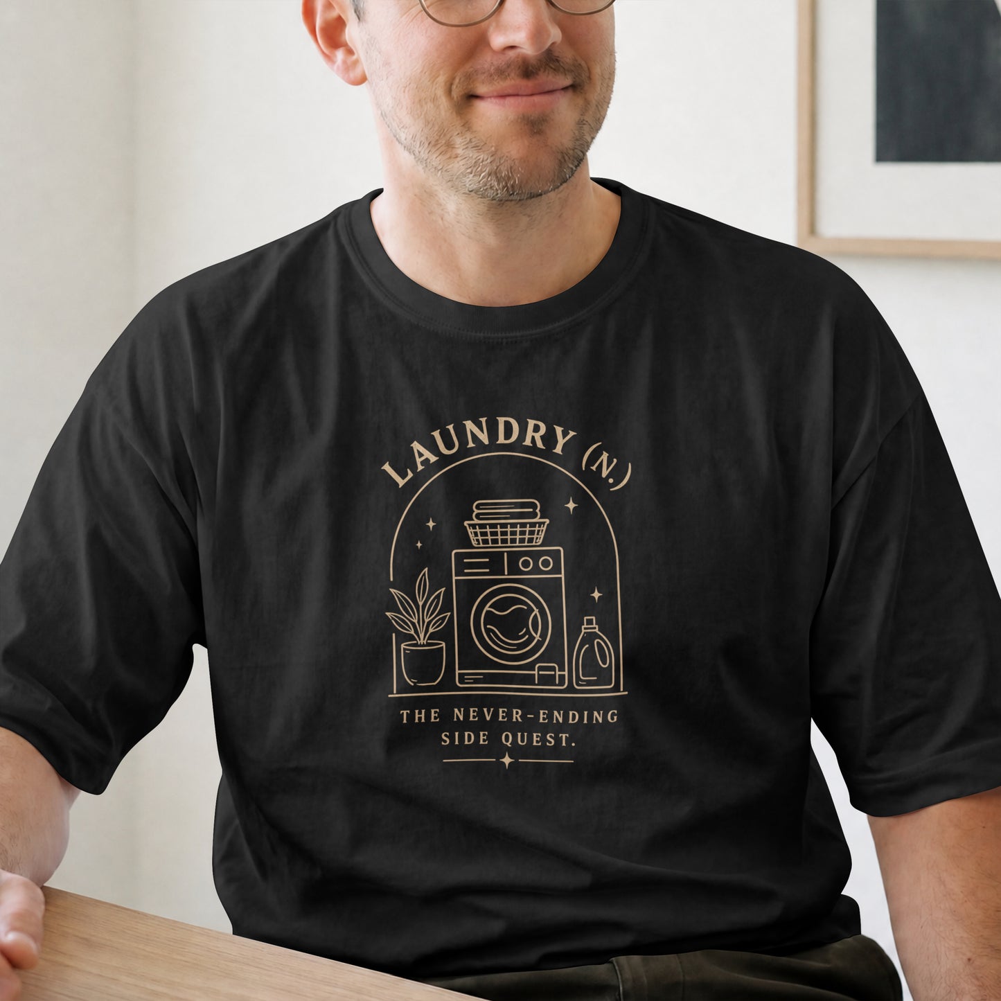 Laundry Life Defined Unisex Funny Graphic T-Shirt | Sarcastic Humor Minimal Design The Never-Ending Side Quest Gift Tee
