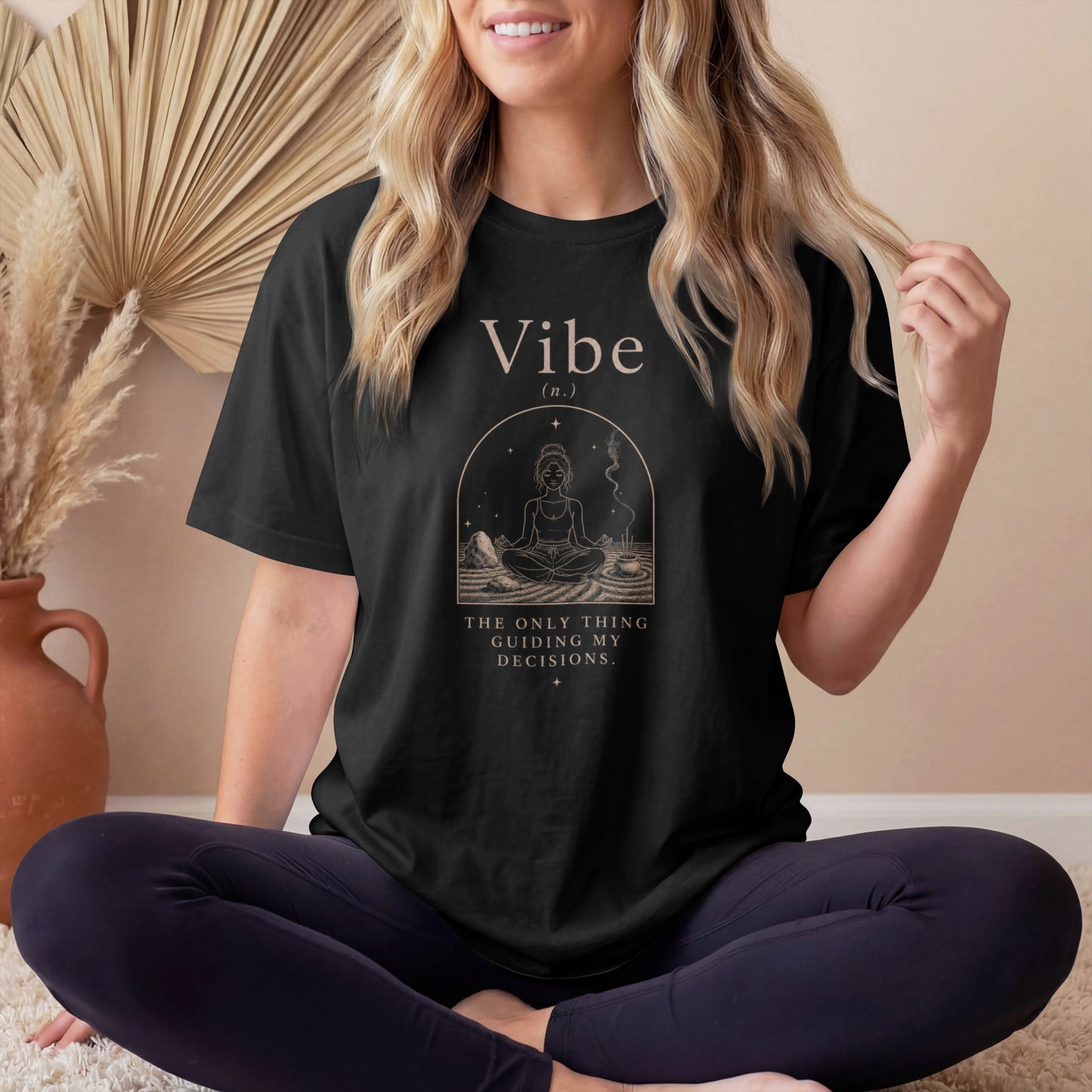 Vibe The Only Thing Guiding My Decisions Funny Life Defined Unisex T-Shirt | Mental Health Motivational Vibing Humor Tee