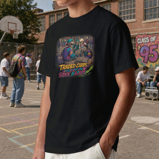 Traded Cards Like It Was The Stock Market, Retro Collectible Nostalgia Shirt, 90s Mens Tee, Millennial Gift