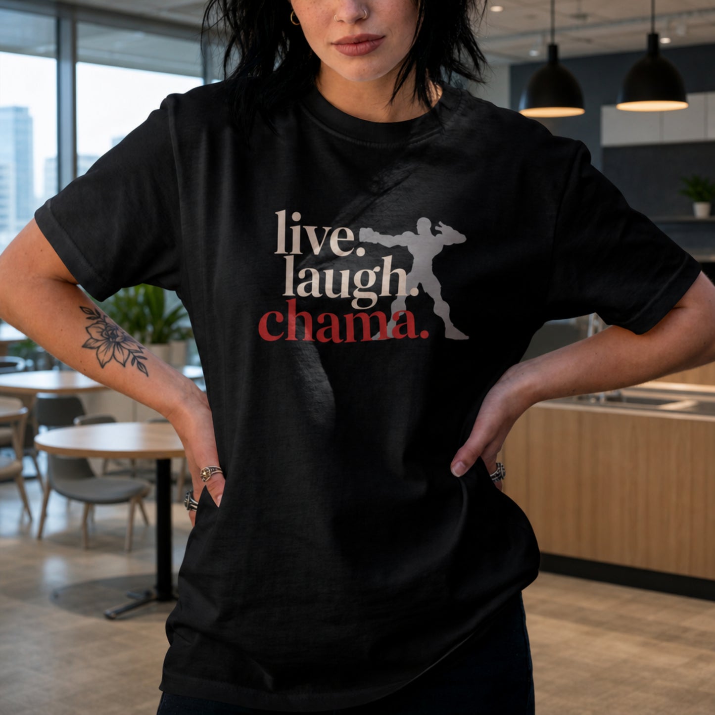 Live Laugh Chama Unisex Shirt, Funny Gym Meme Tee, Motivational Combat Shirt, Workout Humor Gift for Fighters And Meme Lovers