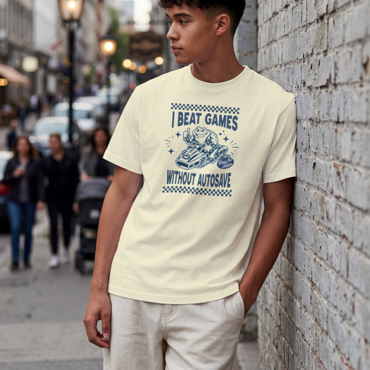 I Beat Games Without Autosave Unisex Shirt, Retro Gamer Tee, Funny Vintage Gaming T-Shirt, Nostalgic Gamer Gift
