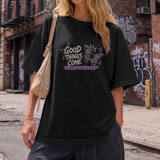 Good Things Come To Those Who Leave Me Alone Womens Shirt, Funny Introvert Tee, Anti Social Graphic T-Shirt, Butterfly Gift