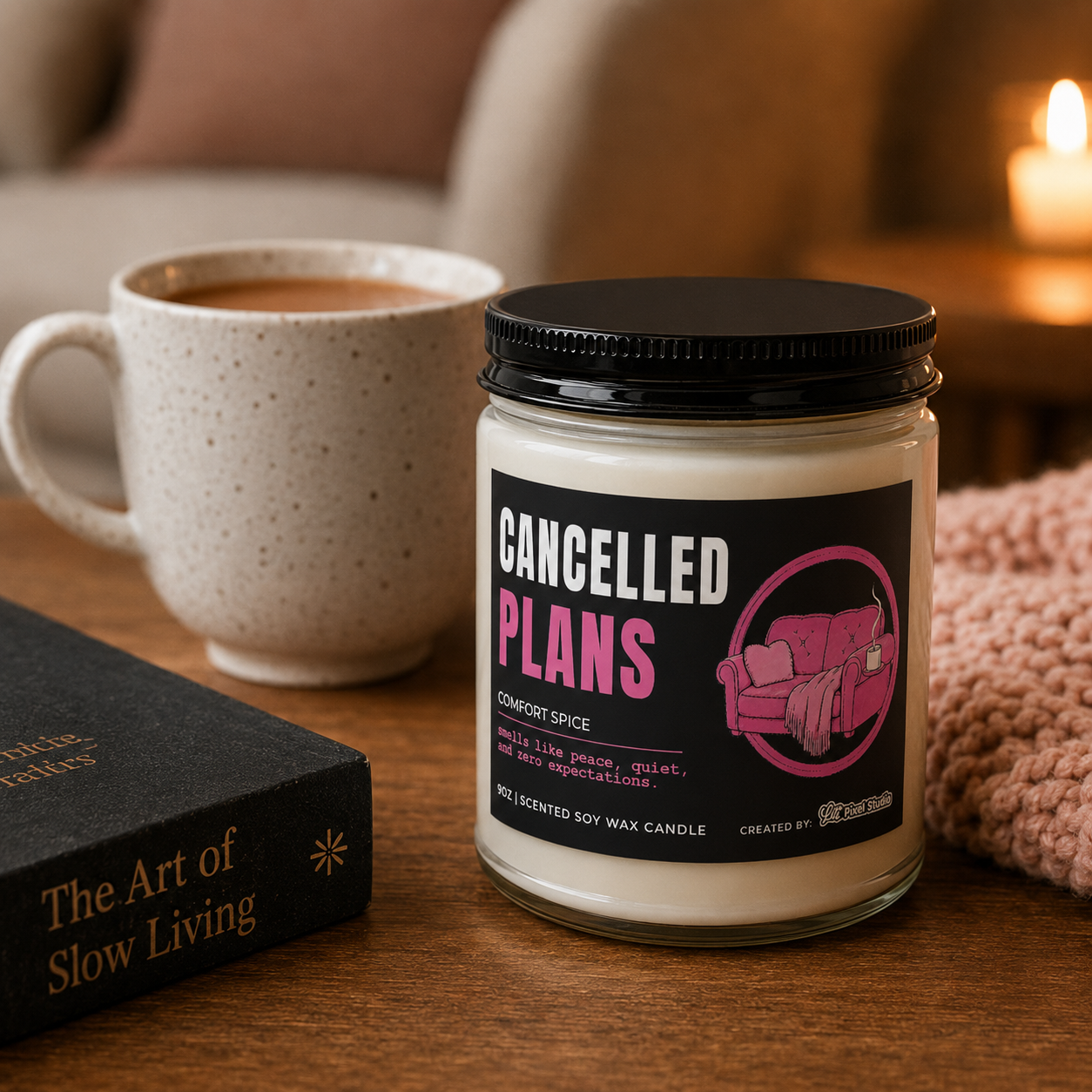 Cancelled Plans Candle, Comfort Spice Soy Wax Candle, Funny Cozy Candle Gift, Introvert Gift, Self Care Candle, 9oz Scented Candle