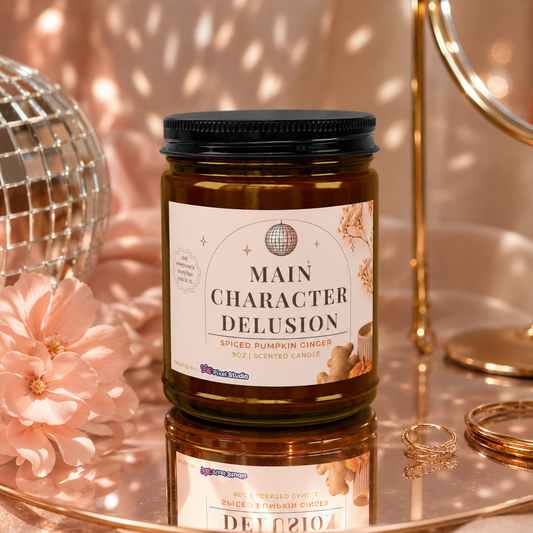 Main Character Delusion Candle, Spiced Pumpkin Ginger Soy Candle, Funny Fall Candle Gift, Cozy Autumn Candle, 9oz Amber Jar Candle