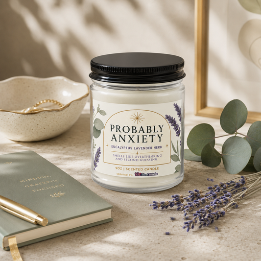 Probably Anxiety Candle, Eucalyptus Lavender Herb Candle, Funny Anxiety Gift, Self Care Candle, 9oz Scented Soy Candle