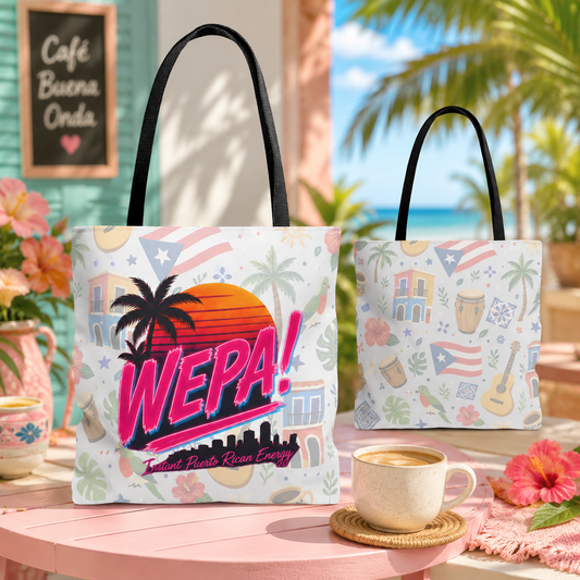 Wepa Puerto Rican Tote Bag, Boricua Tropical Shopper Bag, Puerto Rico Pride Gift, Island Energy Beach Tote