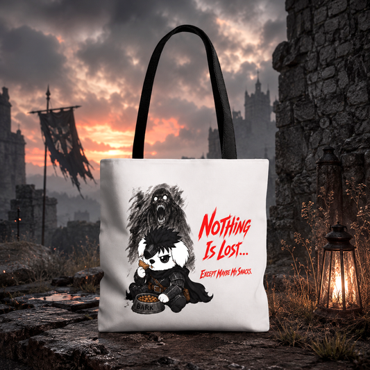 Nothing Is Lost Dog Tote Bag, Funny Dark Anime Inspired Tote, Spooky Cute Dog Lover Bag, Goth Puppy Shopper