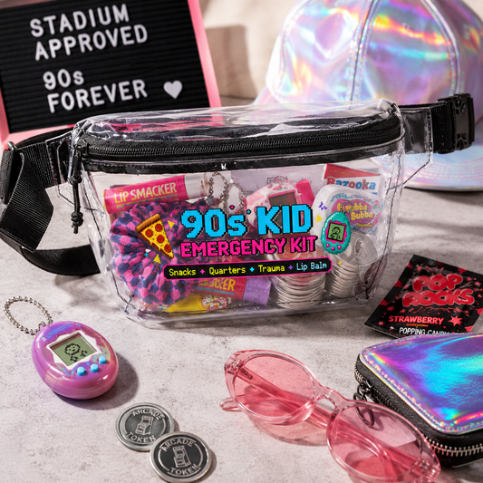 90s Kid Emergency Kit Fanny Pack, Festival Bag, Retro Stadium Approved Waist Bag, Nostalgia Belt Bag