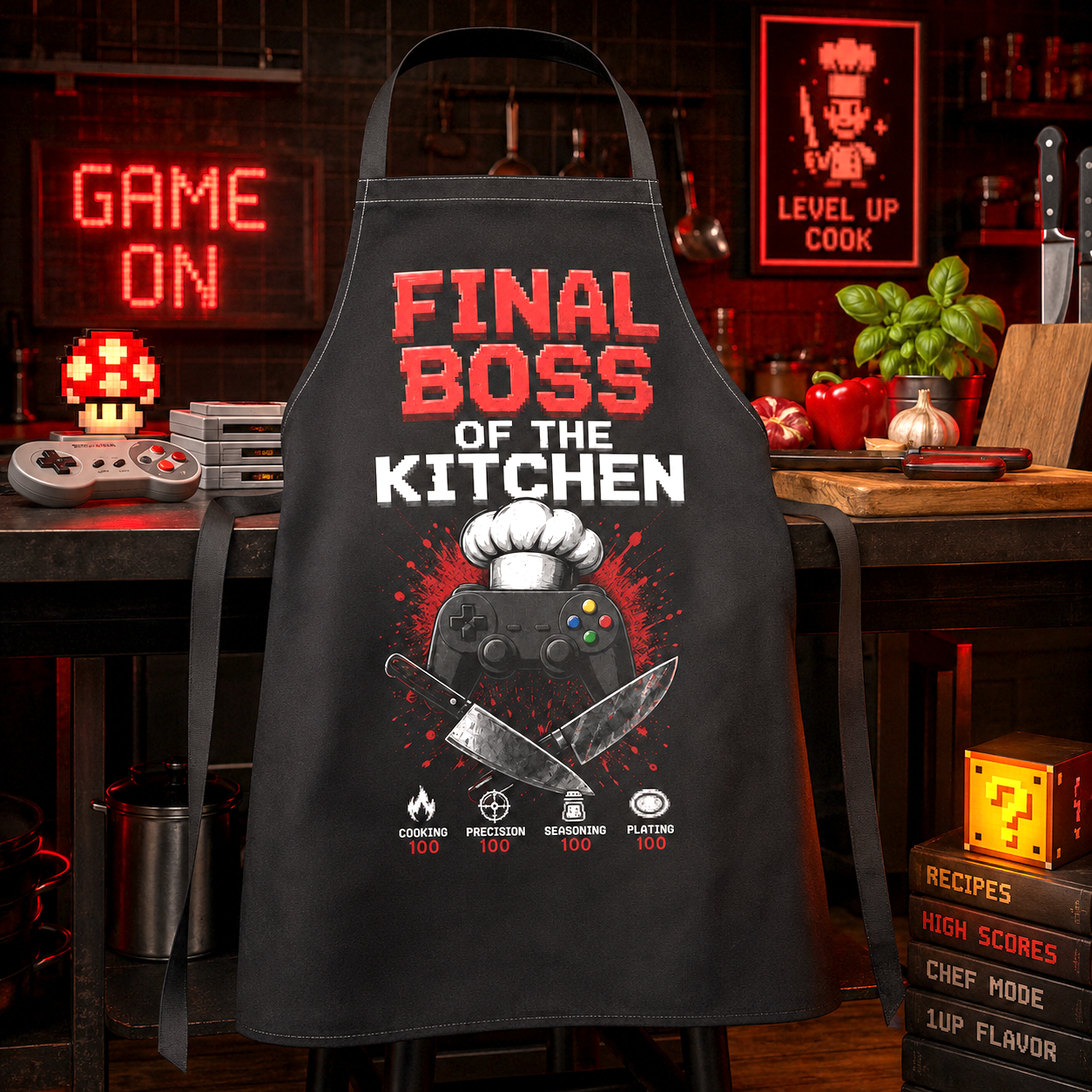 Final Boss of the Kitchen Apron, Funny Gamer Cooking Apron, Video Game Chef Apron, BBQ Gift for Gamers