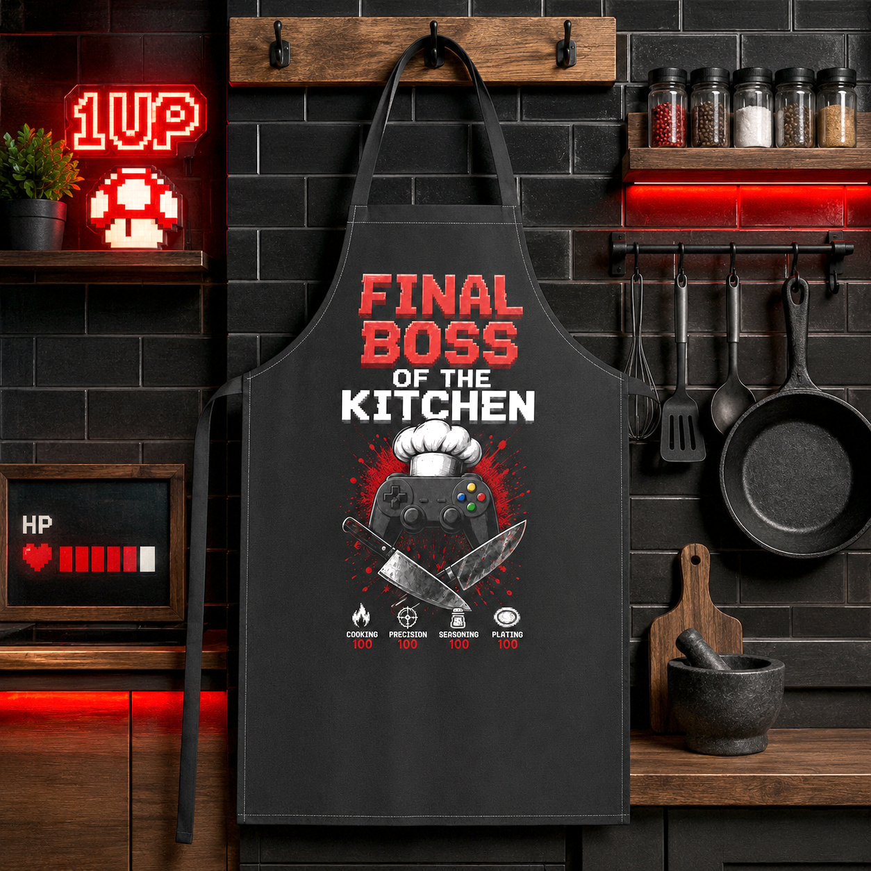 Final Boss of the Kitchen Apron, Funny Gamer Cooking Apron, Video Game Chef Apron, BBQ Gift for Gamers