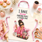 I Bake Because Punching People Is Frowned Upon Apron, Funny Baking Apron, Sarcastic Baker Gift, Pink Kitchen Apron