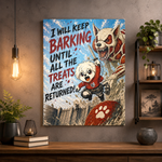 Anime Inspired Dog Canvas Print, I Will Keep Barking Funny Dog Wall Art, Mutts of Manga Canvas, Bold Pet Decor, 12x16 or 16x20