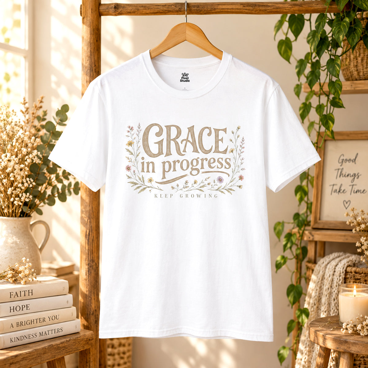Grace In Progress Shirt, Keep Growing Christian Tee, Faith Based Unisex Shirt, Inspirational Christian Gift, Encouragement T-Shirt