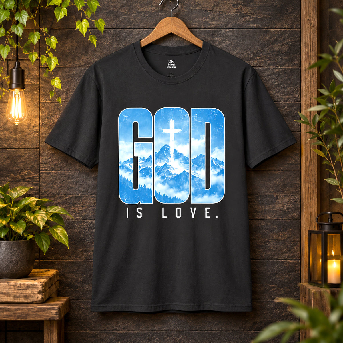 God Is Love Christian Shirt, Faith Based T-Shirt, Cross Graphic Tee, Mountain Christian Shirt, Inspirational Unisex Religious Gift