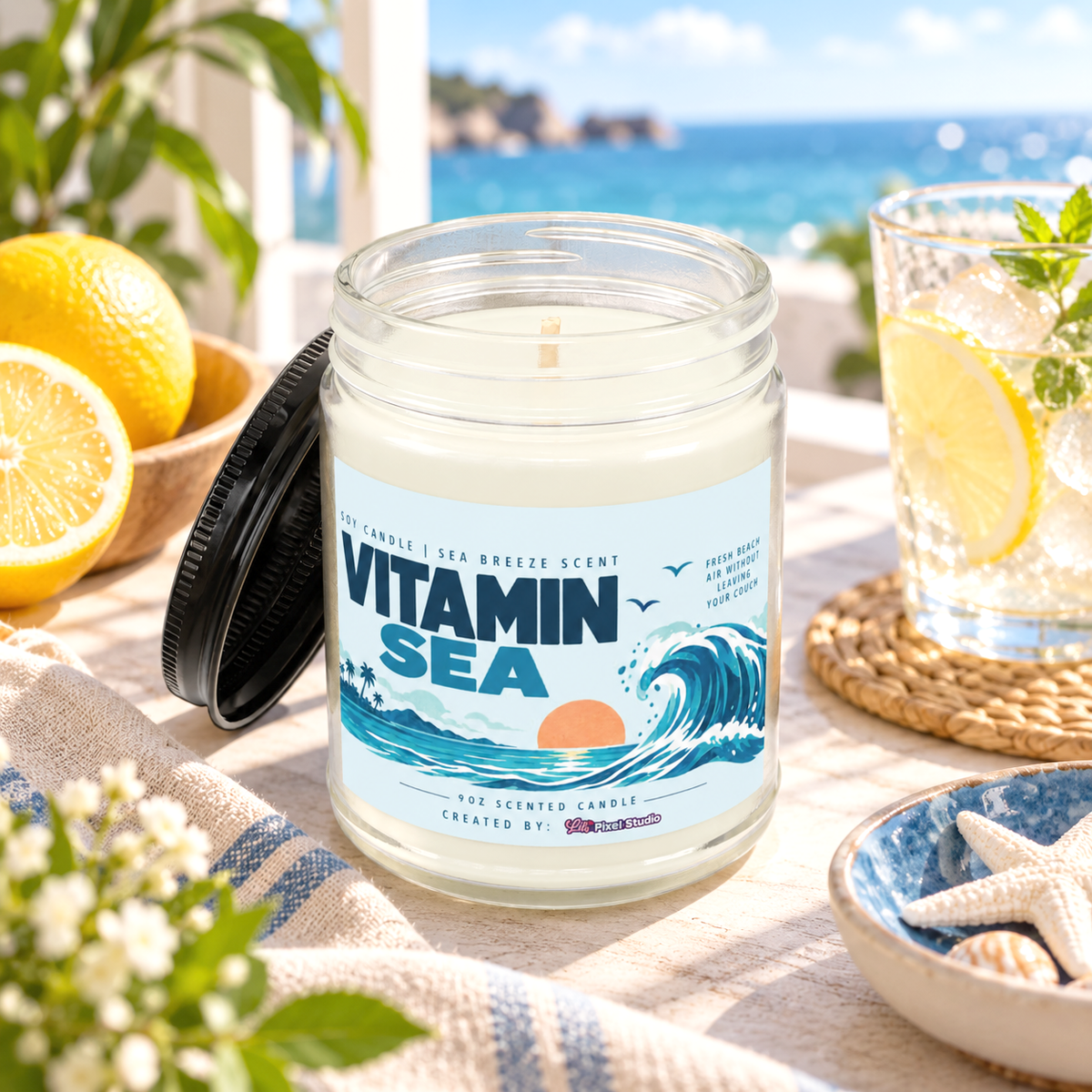 Vitamin Sea Candle, Sea Breeze Scented Soy Candle, Beach Lover Gift, Coastal Candle, Ocean Scent Candle, Funny Summer Gift