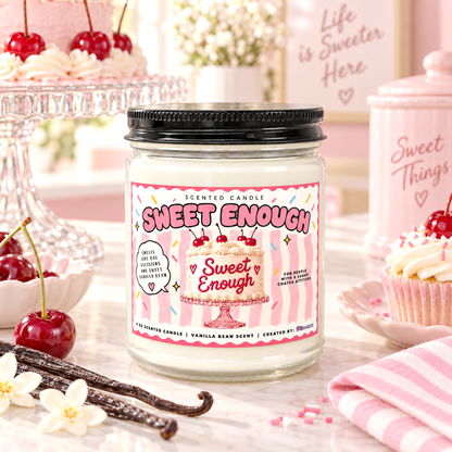 Sweet Enough Candle, Vanilla Bean Soy Candle, Funny Candle Gift, Vanilla Scented Candle, Cozy Gourmand Candle, Sweet Tooth Gift