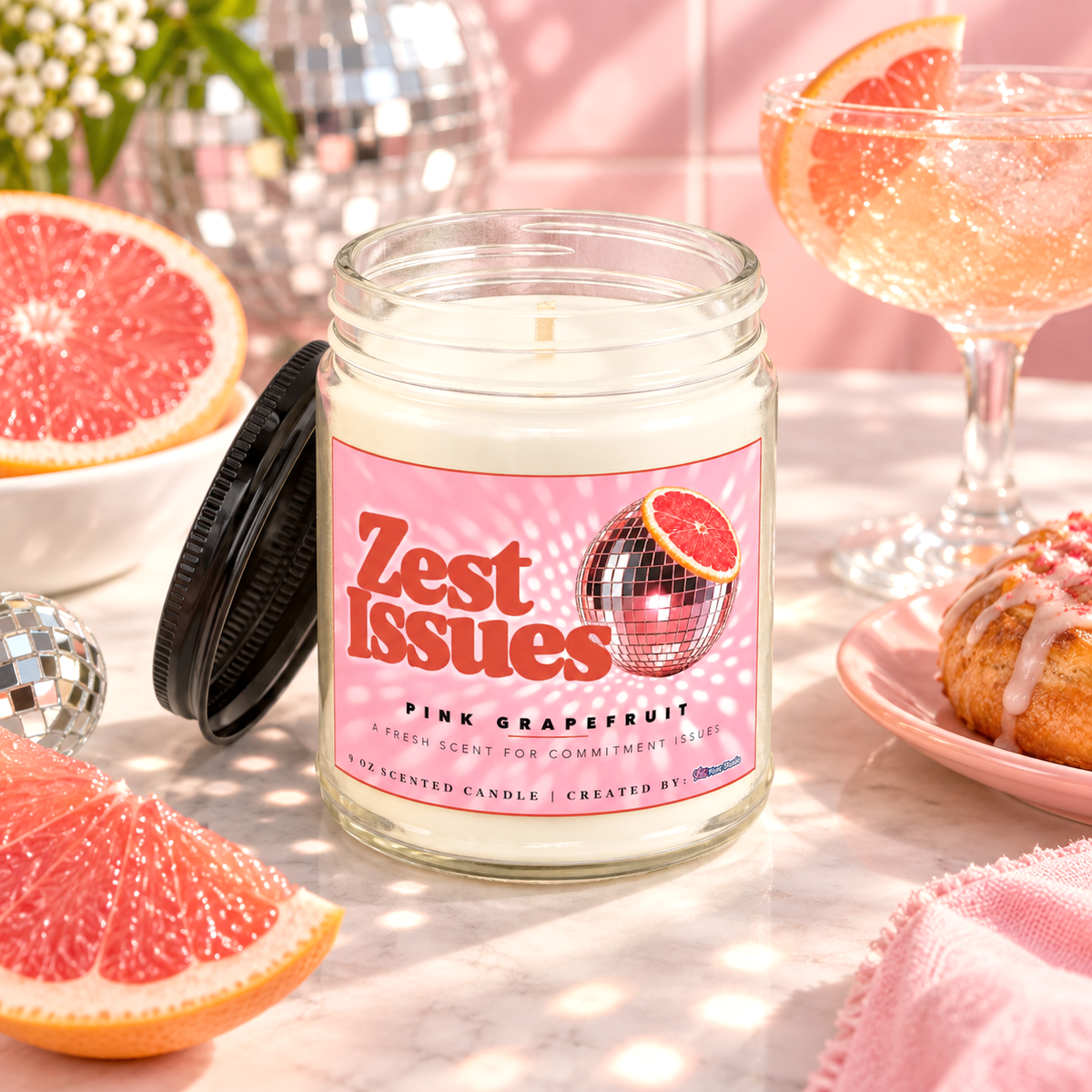 Zest Issues Candle, Pink Grapefruit Soy Candle, Funny Candle Gift, Citrus Scented Candle, Best Friend Gift, Funny Home Decor