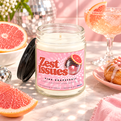 Zest Issues Candle, Pink Grapefruit Soy Candle, Funny Candle Gift, Citrus Scented Candle, Best Friend Gift, Funny Home Decor