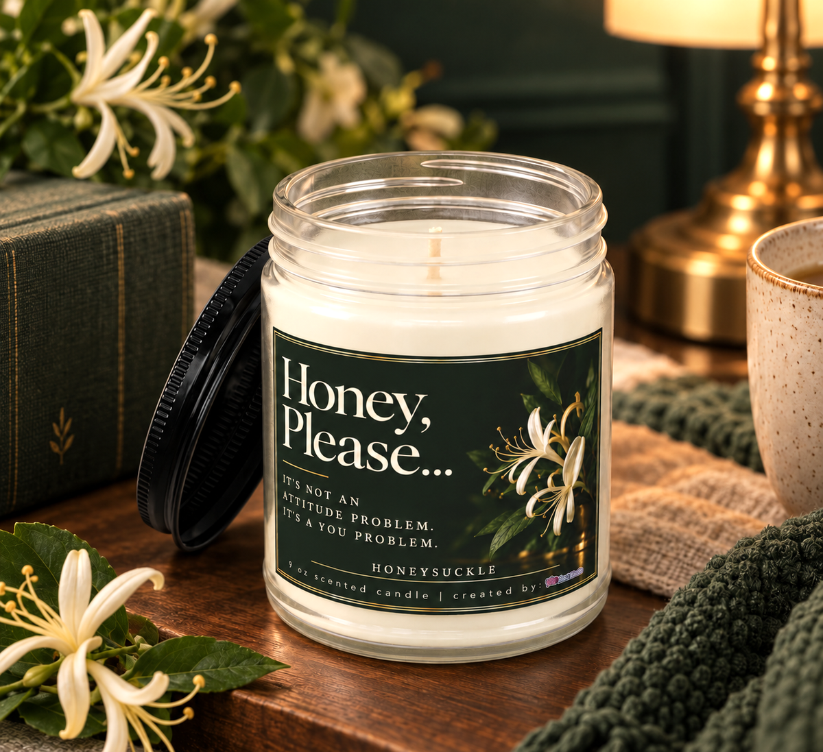Honey Please Candle, Honeysuckle Soy Candle, Funny Candle Gift, Floral Scented Candle, Best Friend Gift, Funny Gift for Her