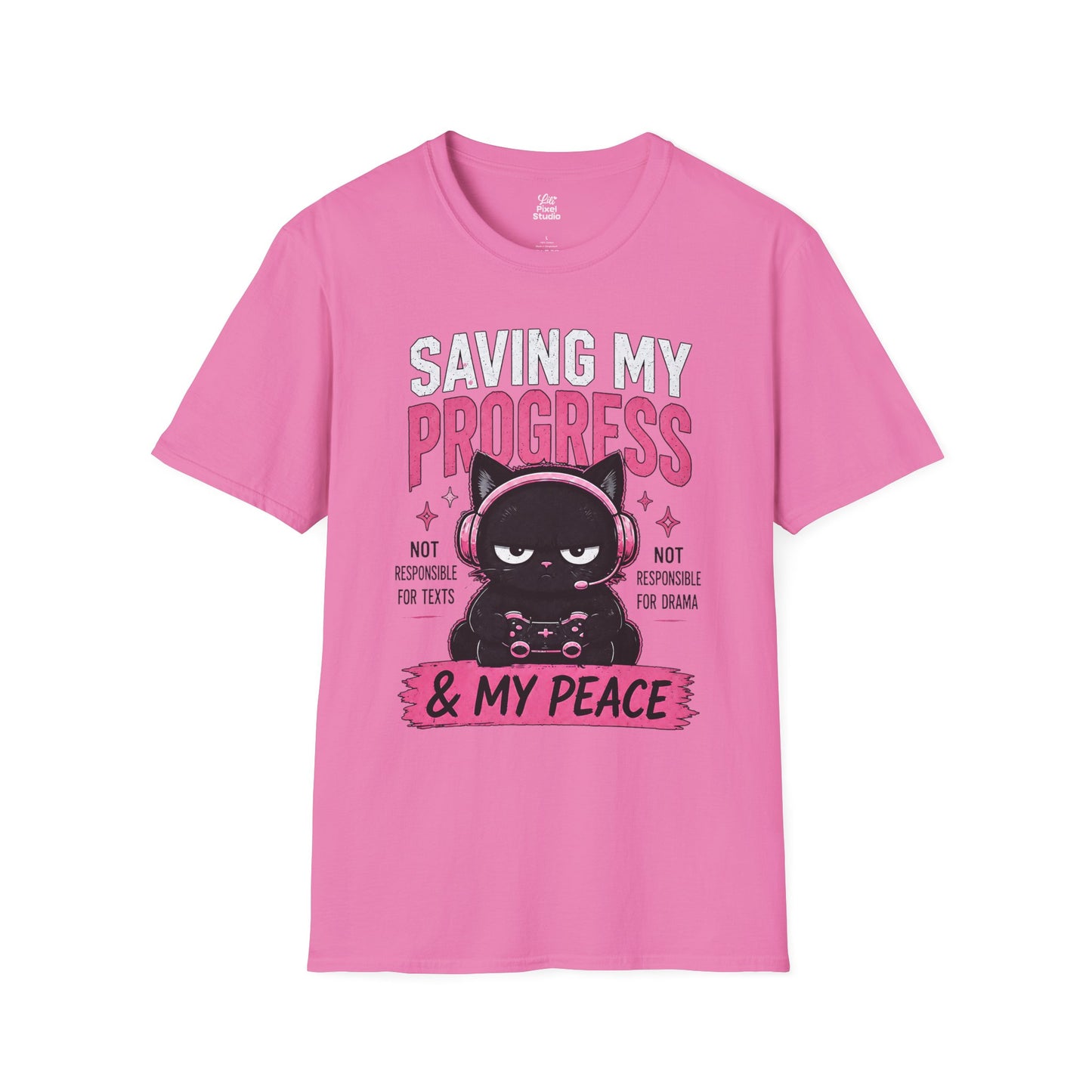 Saving My Progress And My Peace Womens Shirt, Cute Gamer Cat Tee, Introvert Gaming Shirt, Cozy Gaming Gift for Women